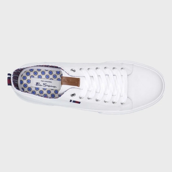 Ben Sherman Men's Bradford Washed Canvas Sneaker - White in Sz 9 - Picture 3 of 10